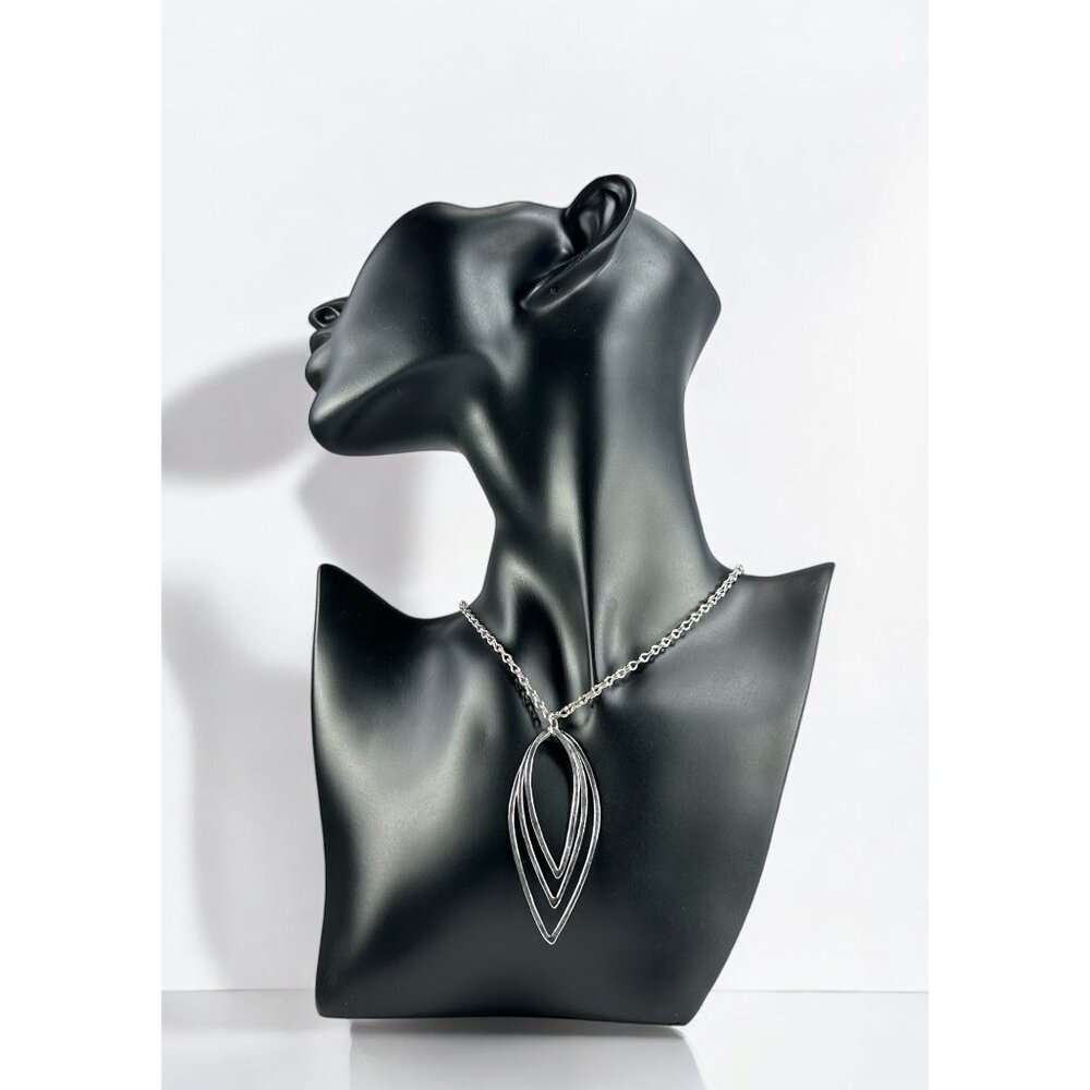 Hammered Silver Tiered Teardrop Pendant Necklace Fashion Jewelry STAMPED KSL